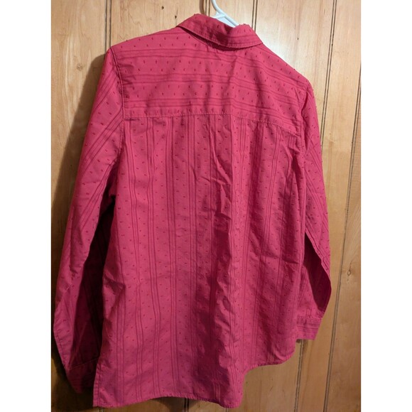 Koret Women’s Pink Textured Dotted Stripe Button Front Long Sleeve Shirt Size S - Picture 3 of 8